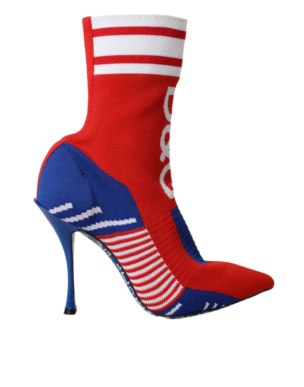 Dolce & Gabbana Red Blue Stretch Sock Style Short Boots Logo Shoes by Dolce & Gabbana
