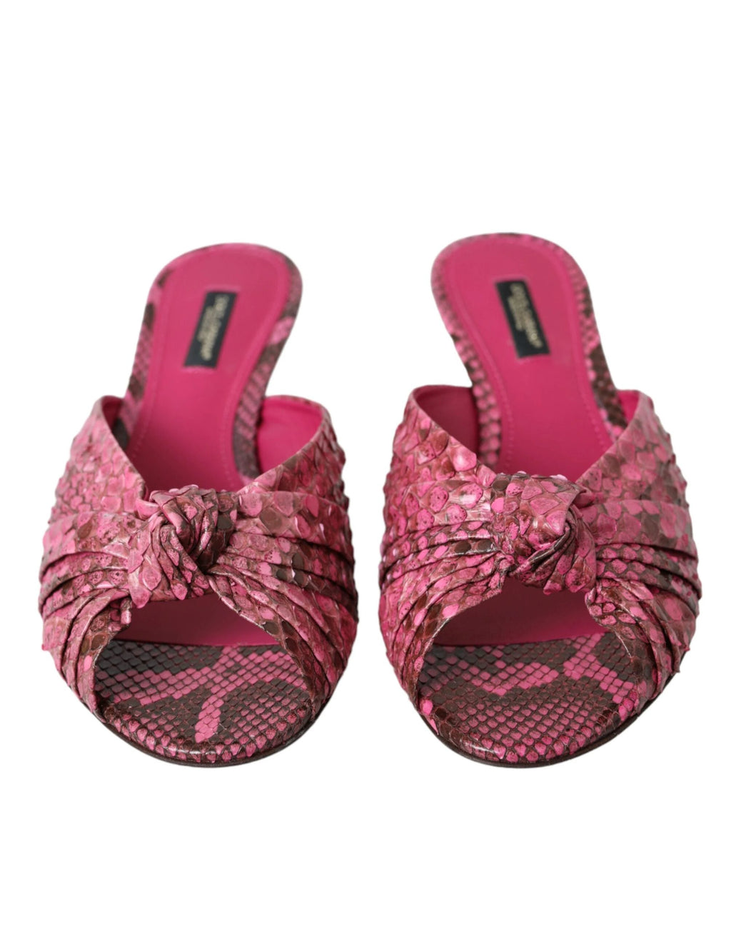 Dolce & Gabbana Pink Exotic Leather Kitten Heels Slides Shoes by Dolce & Gabbana