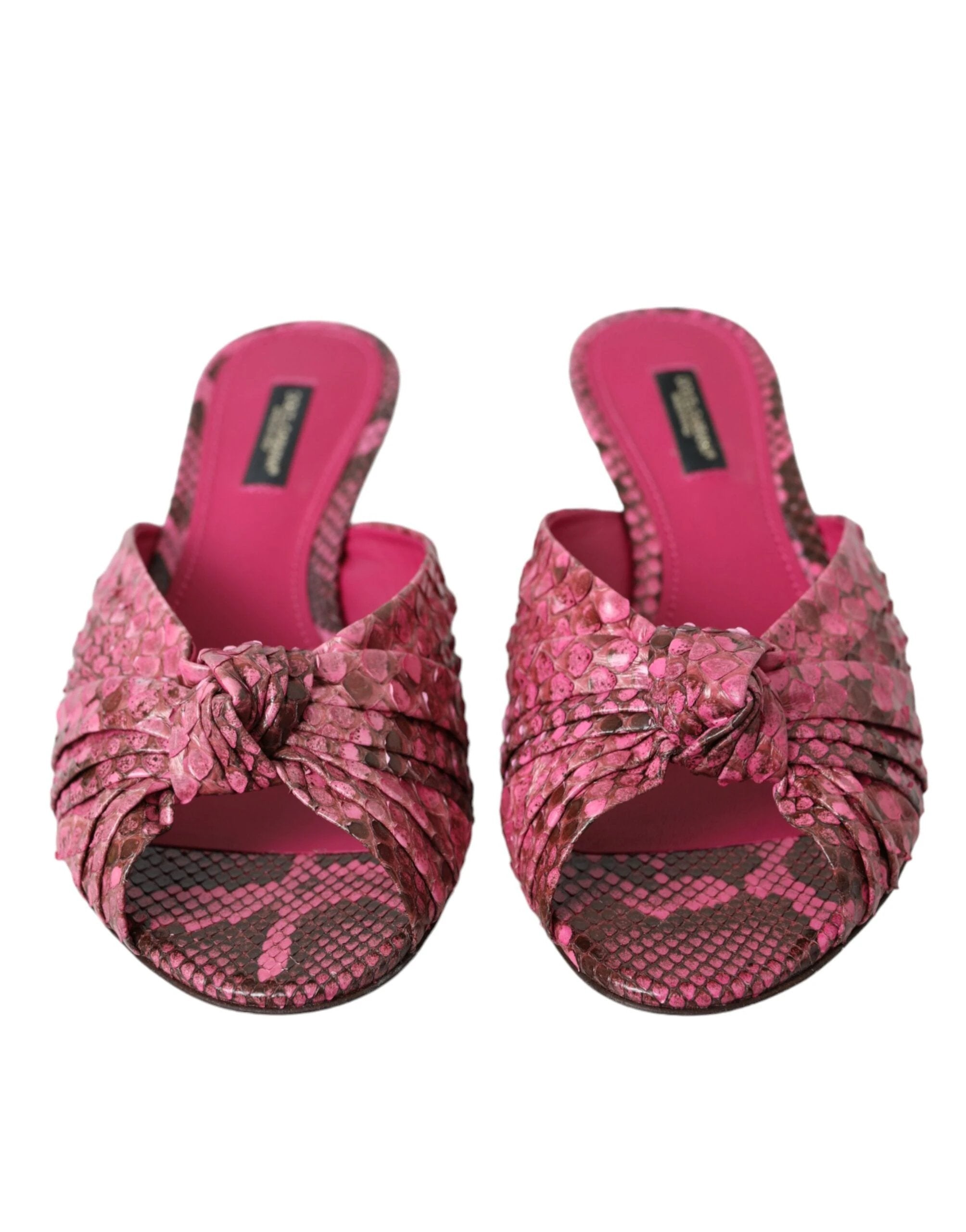 Dolce & Gabbana Pink Exotic Leather Kitten Heels Slides Shoes by Dolce & Gabbana