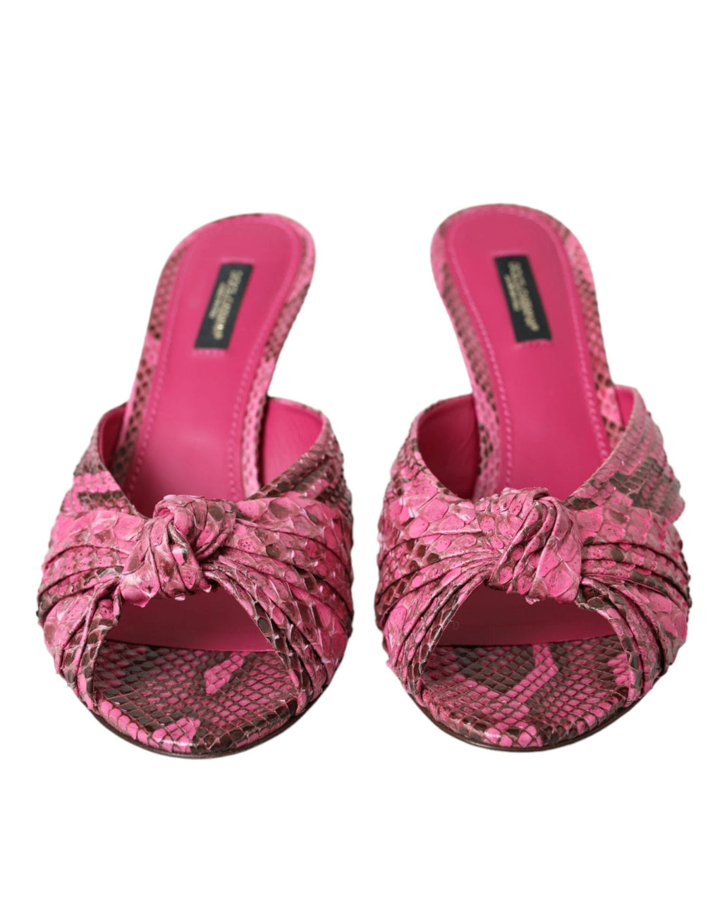 Dolce & Gabbana Pink Exotic Leather Kitten Heels Slides Shoes by Dolce & Gabbana
