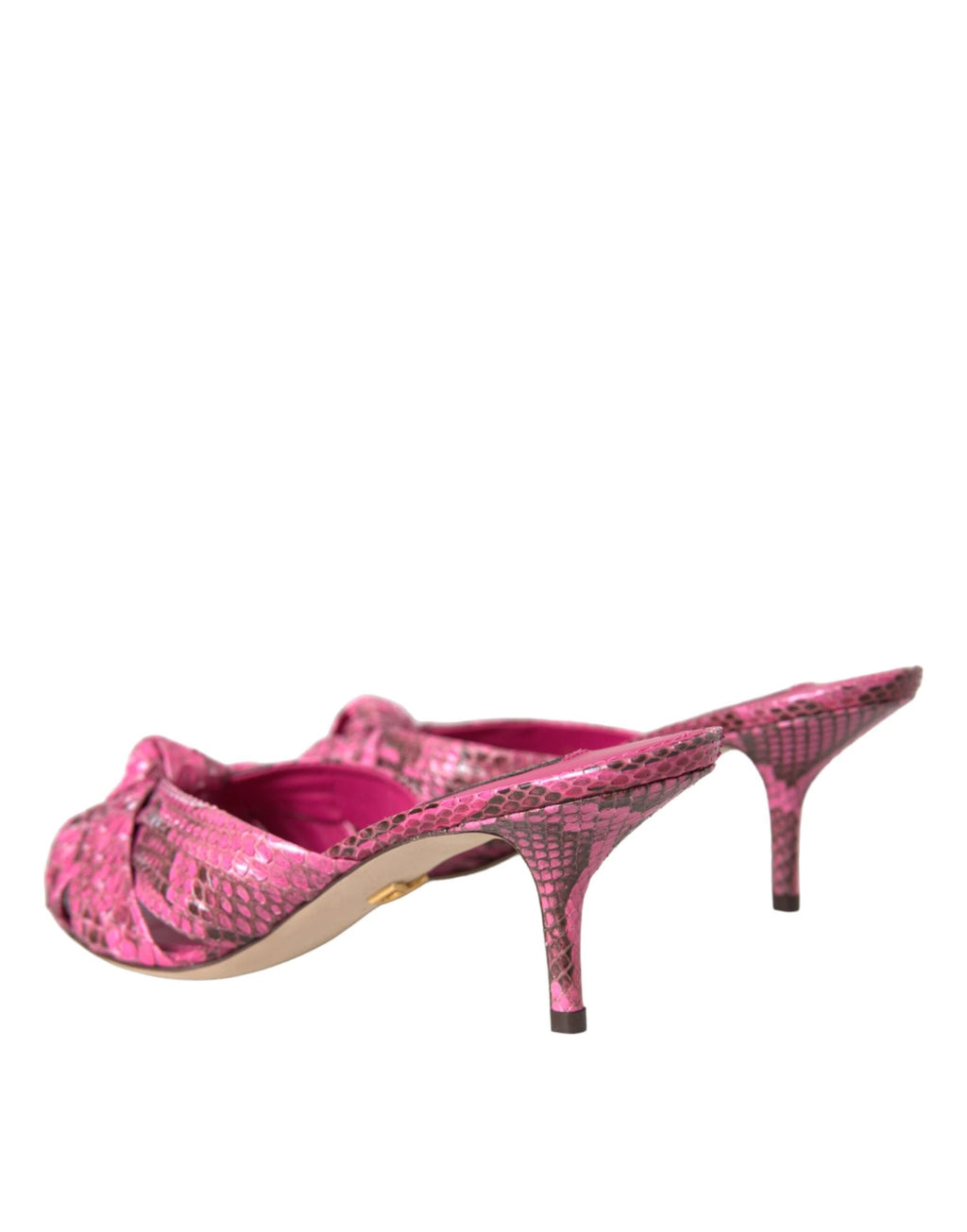 Dolce & Gabbana Pink Exotic Leather Kitten Heels Slides Shoes by Dolce & Gabbana