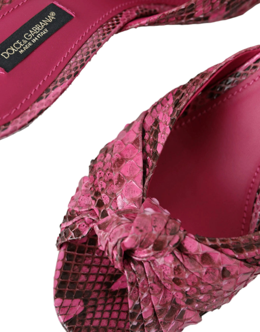 Dolce & Gabbana Pink Exotic Leather Kitten Heels Slides Shoes by Dolce & Gabbana