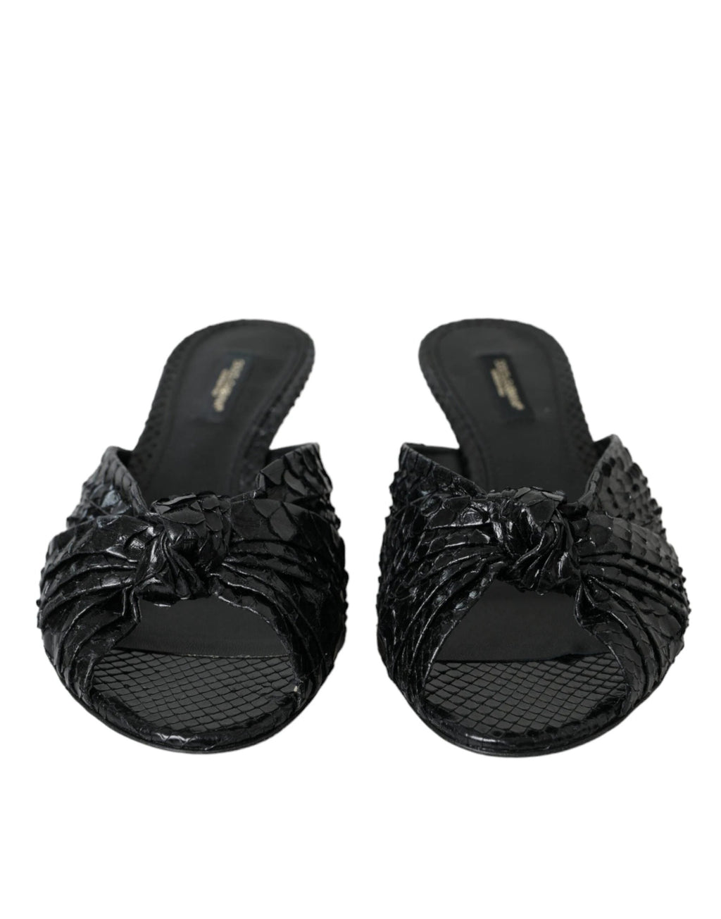 Dolce & Gabbana Black Exotic Leather Heels Slides Shoes by Dolce & Gabbana