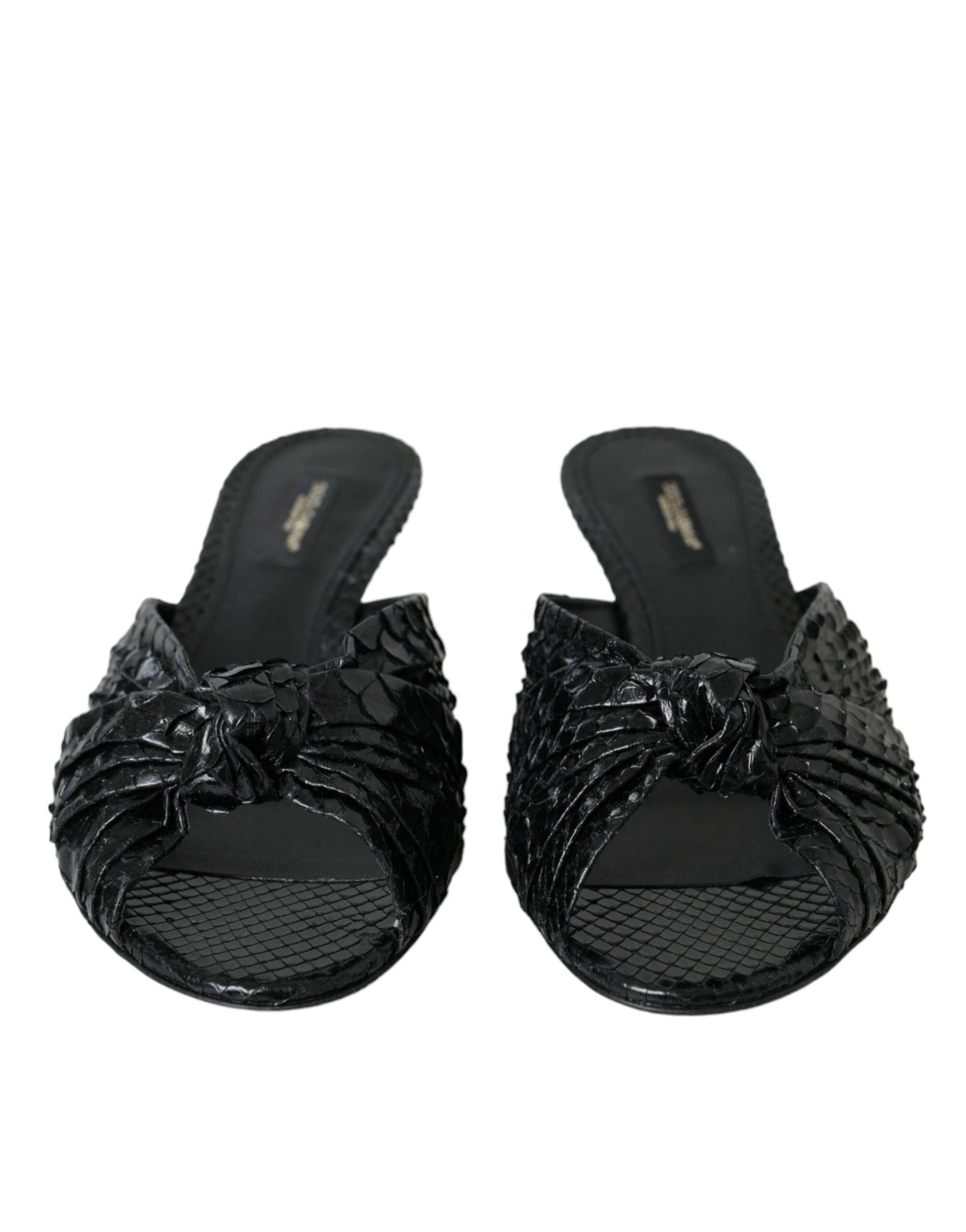 Dolce & Gabbana Black Exotic Leather Heels Slides Shoes by Dolce & Gabbana