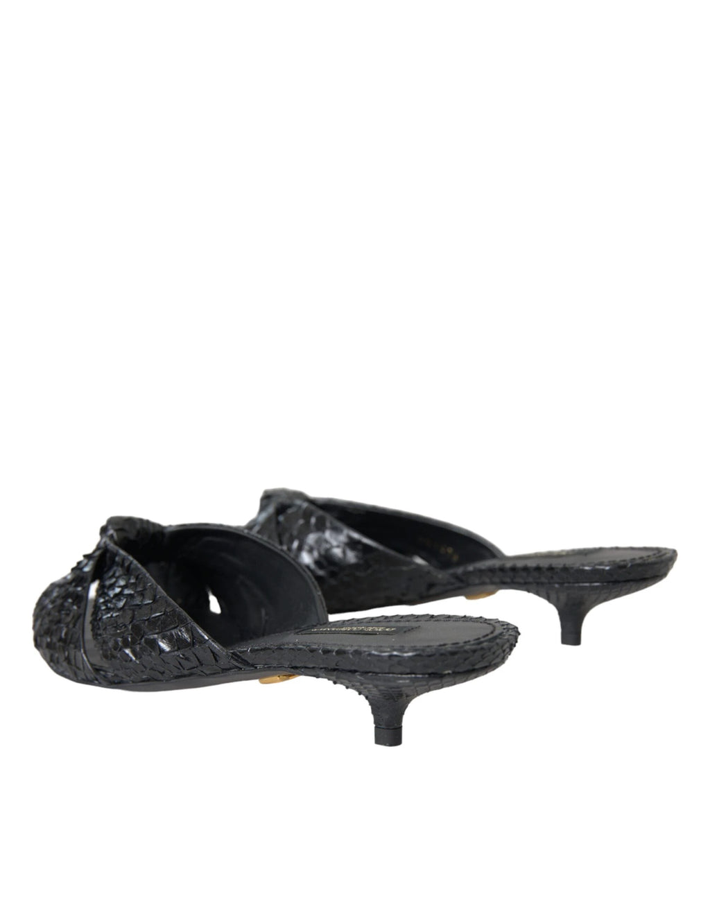 Dolce & Gabbana Black Exotic Leather Heels Slides Shoes by Dolce & Gabbana