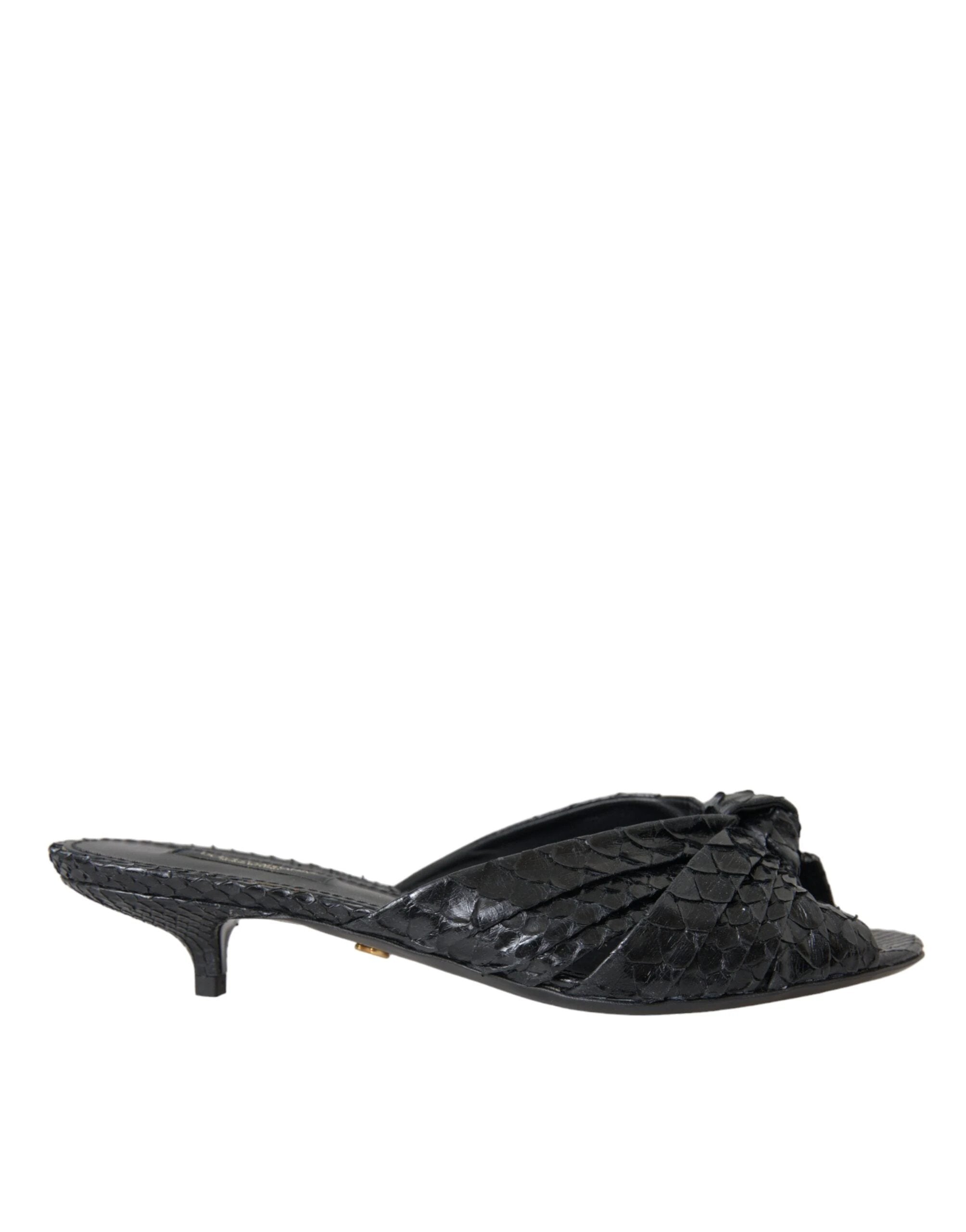 Dolce & Gabbana Black Exotic Leather Heels Slides Shoes by Dolce & Gabbana