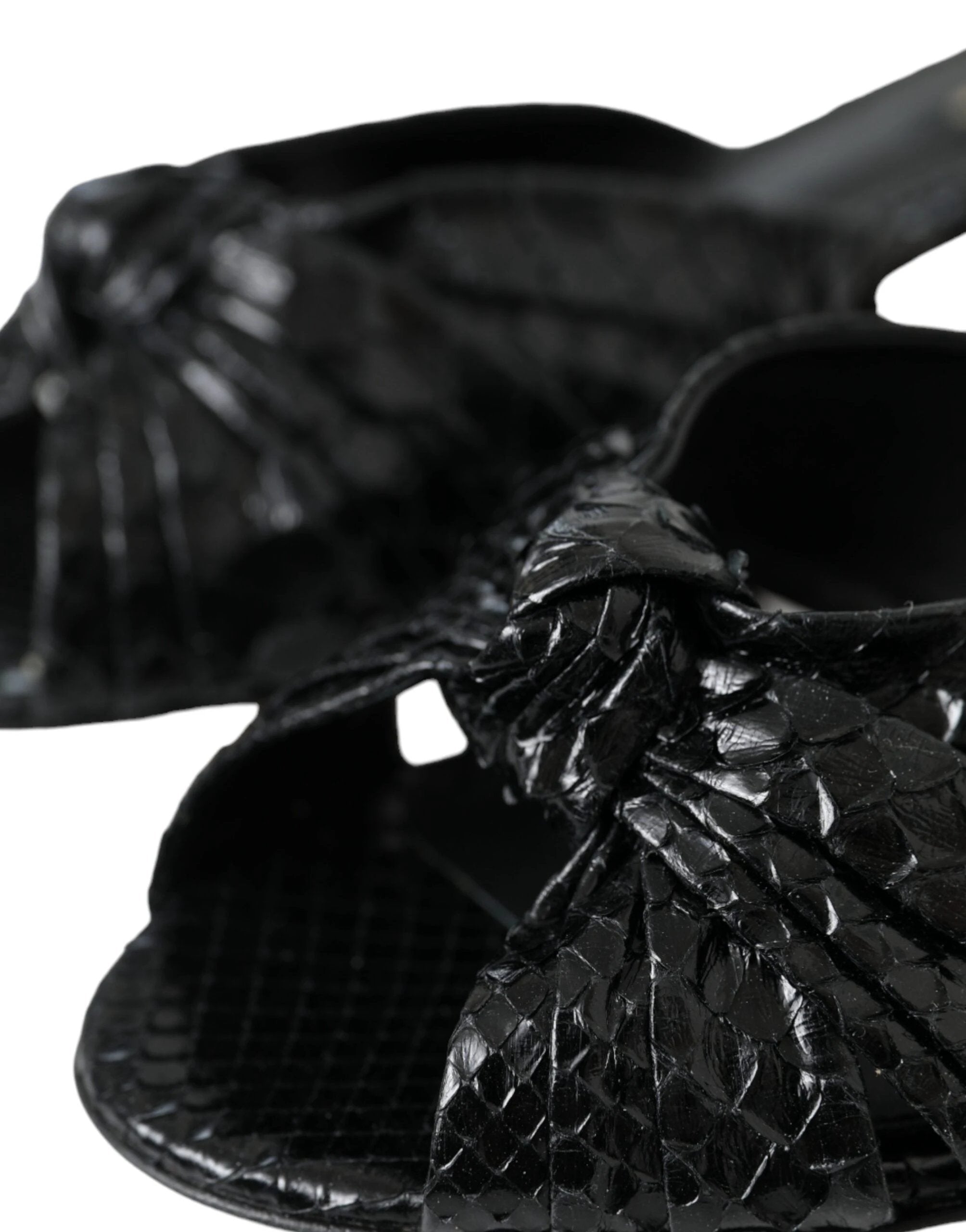 Dolce & Gabbana Black Exotic Leather Heels Slides Shoes by Dolce & Gabbana