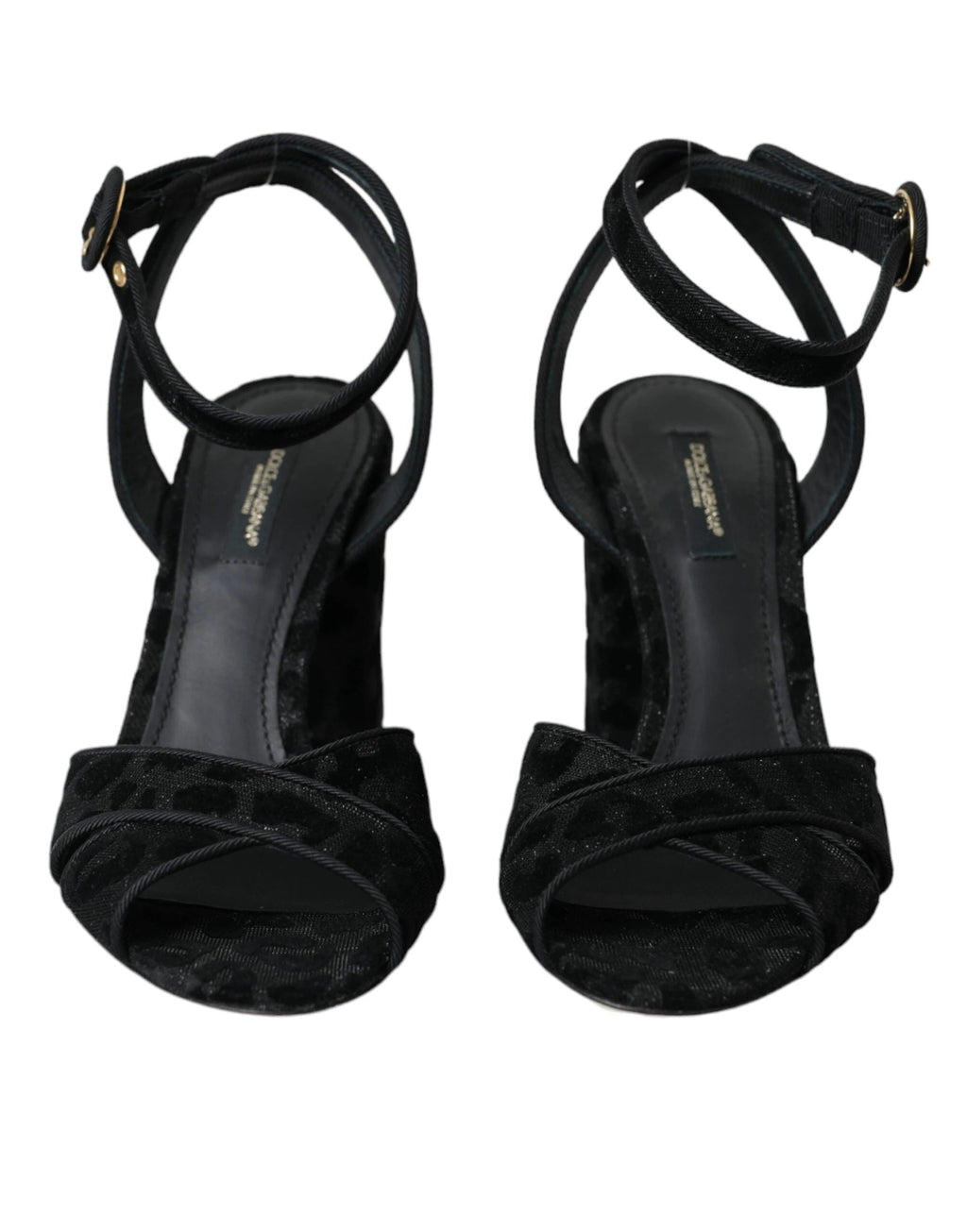Dolce & Gabbana Black Leopard Suede Heels Sandals Shoes by Dolce & Gabbana