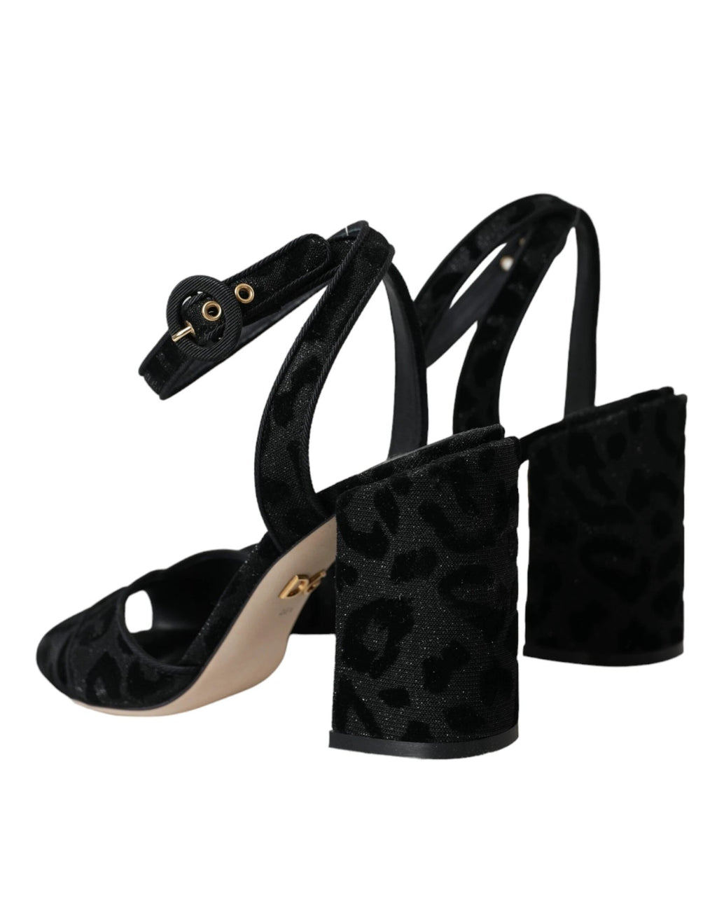 Dolce & Gabbana Black Leopard Suede Heels Sandals Shoes by Dolce & Gabbana