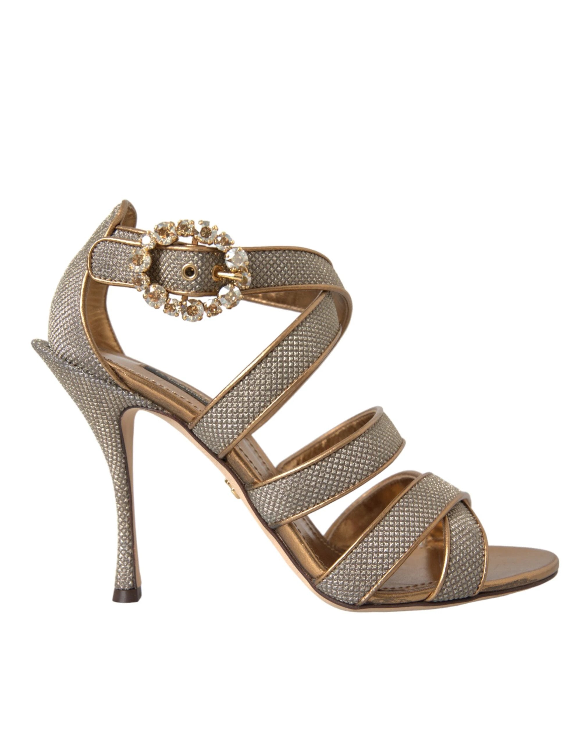 Dolce & Gabbana Bronze Crystal Strap Heels Sandals Shoes by Dolce & Gabbana
