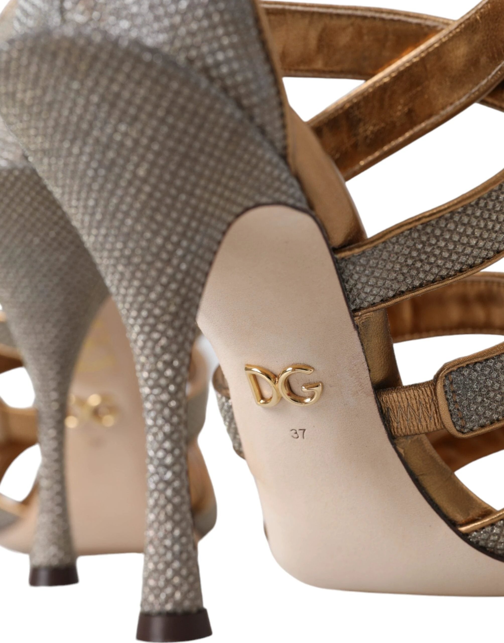 Dolce & Gabbana Bronze Crystal Strap Heels Sandals Shoes by Dolce & Gabbana
