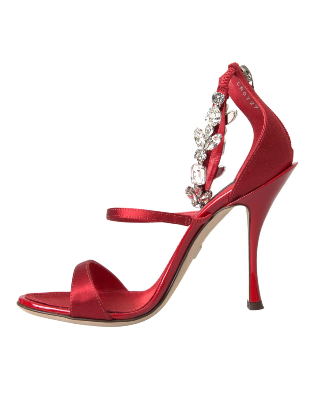 Dolce & Gabbana Red Keira Satin Crystals Sandals Heels Shoes by Dolce & Gabbana
