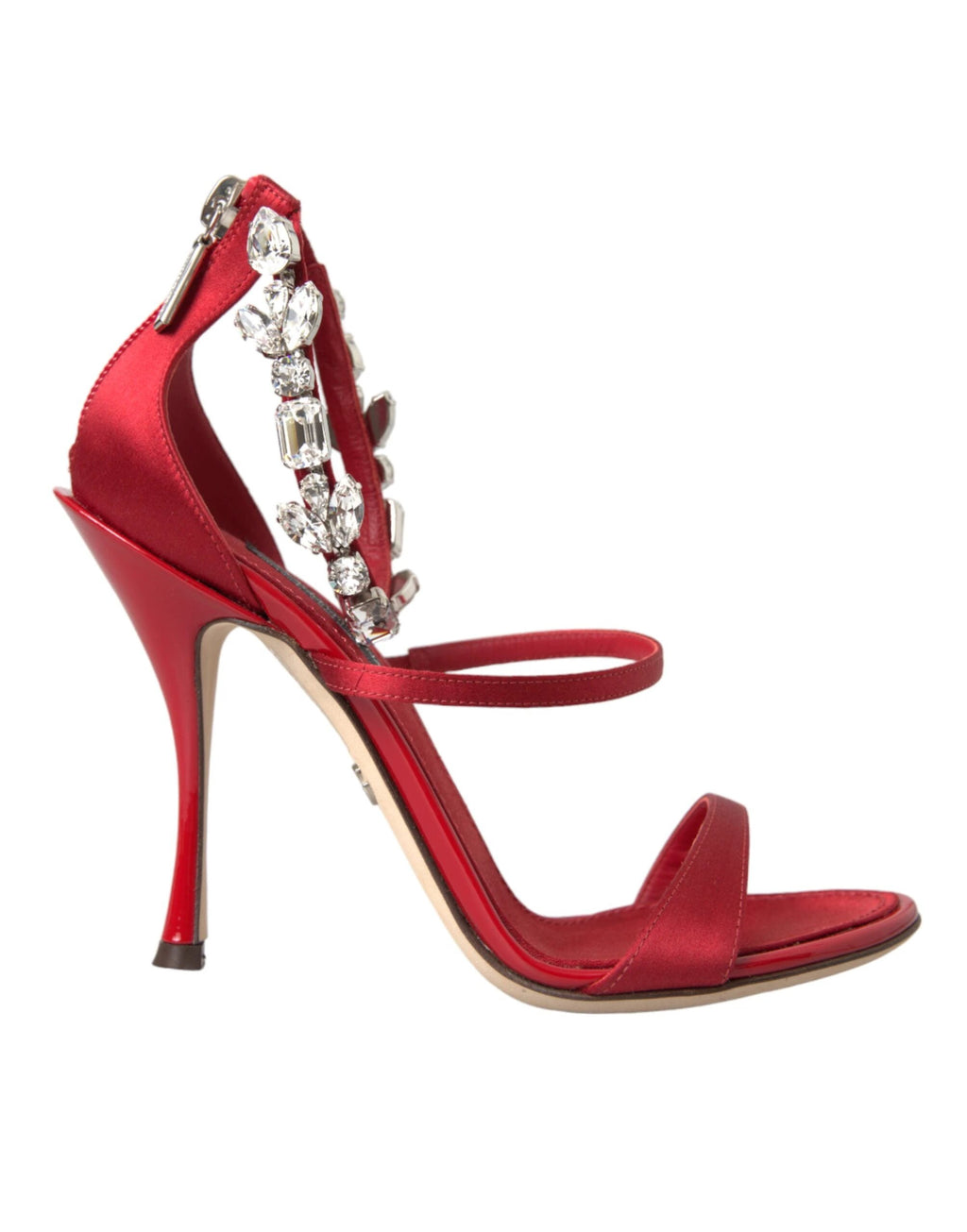 Dolce & Gabbana Red Keira Satin Crystals Sandals Heels Shoes by Dolce & Gabbana