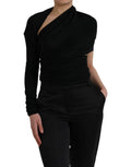 Dolce & Gabbana Black Wool Cutout Asymmetric Long Sleeve Top by Dolce & Gabbana