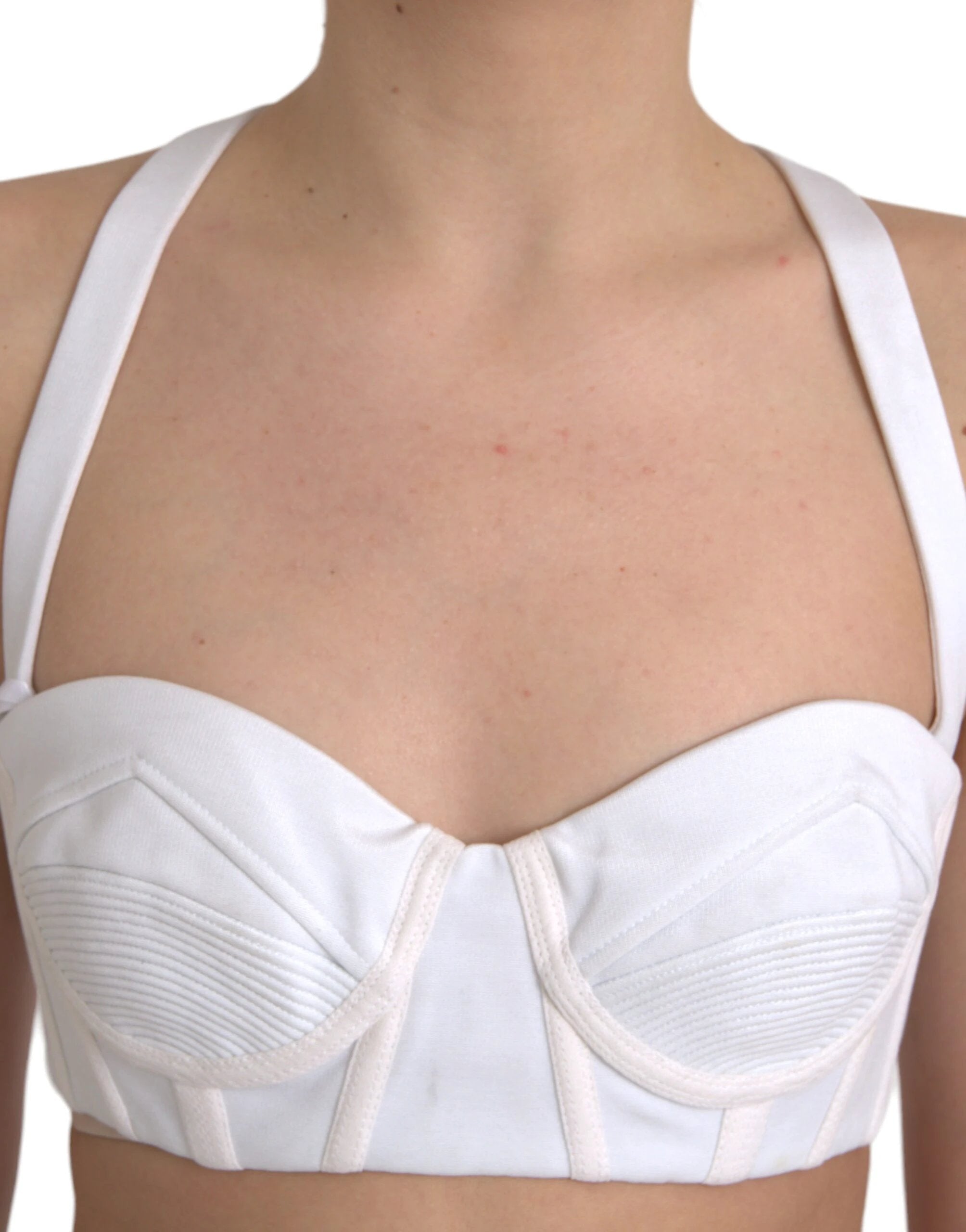 Versace White Viscose Bustier Sleeveless Cropped Top by Versace