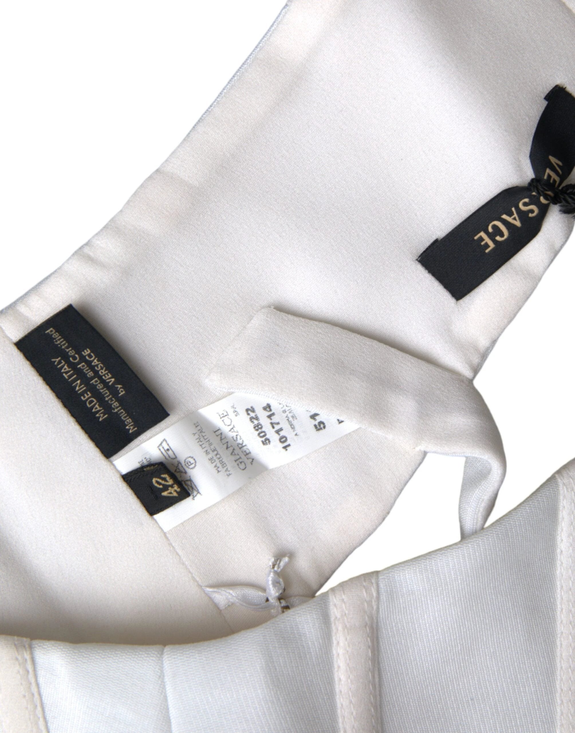 Versace White Viscose Bustier Sleeveless Cropped Top by Versace