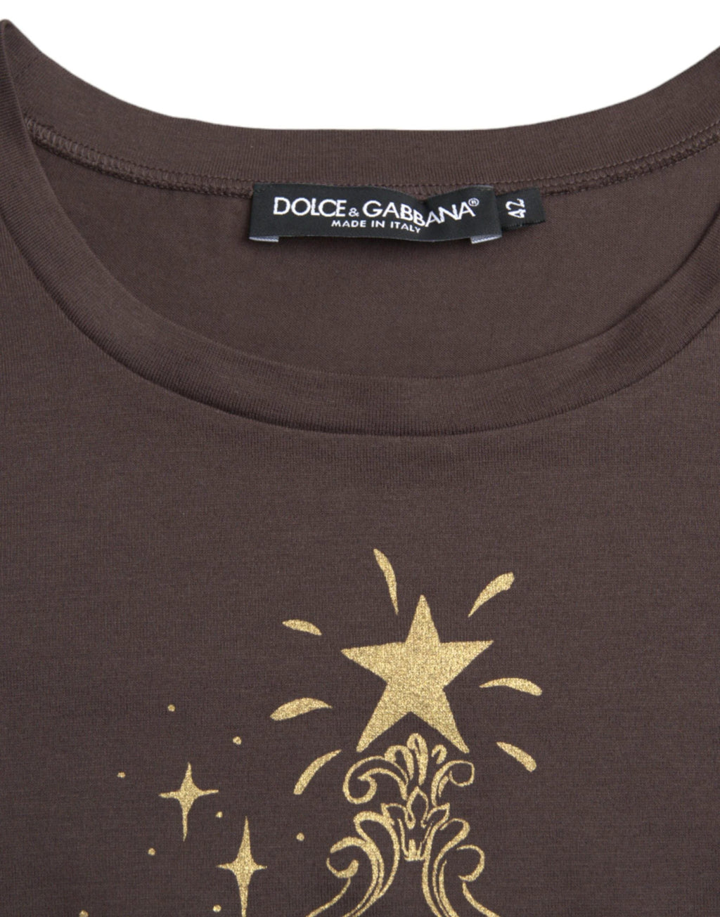 Dolce & Gabbana Brown Crewneck 2017 Motive Print T-shirt by Dolce & Gabbana