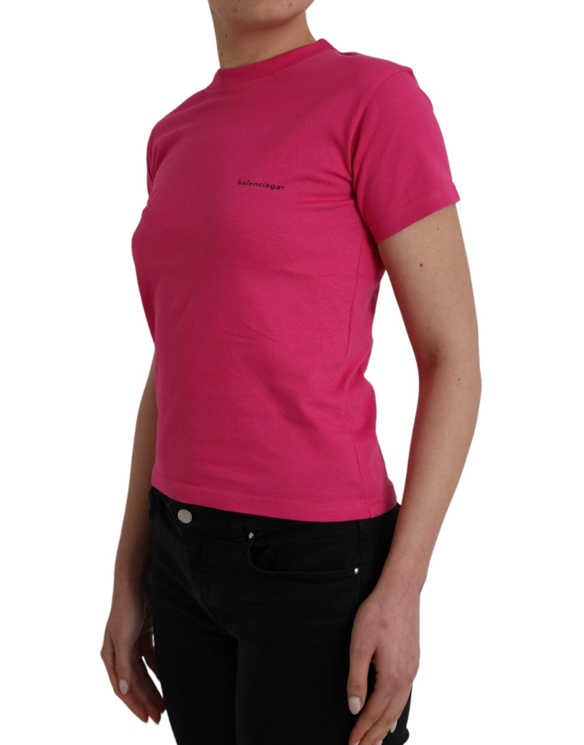 Balenciaga Pink Cotton Crew Neck Short Sleeves Tee T-shirt by Balenciaga