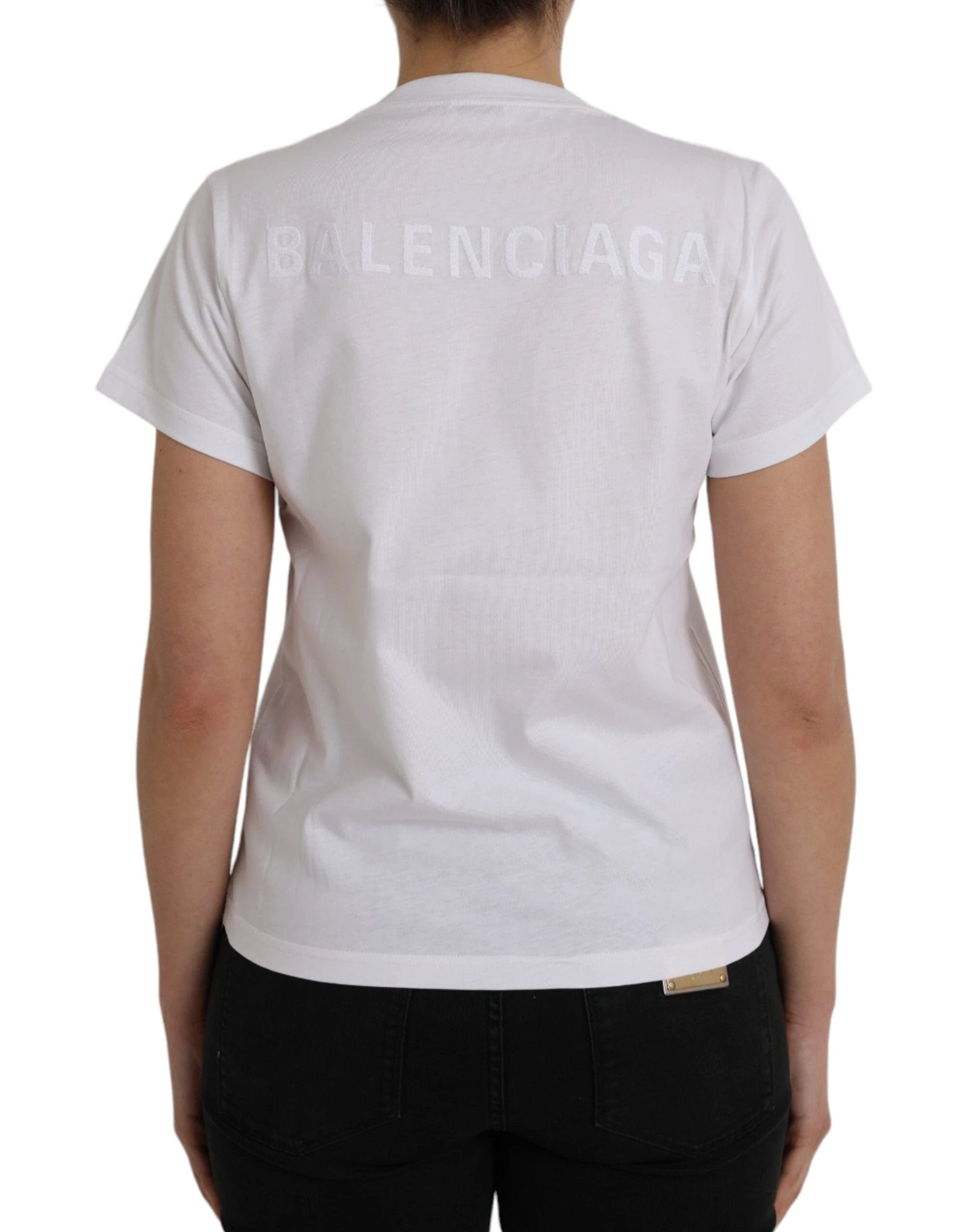 Balenciaga White Cotton Crew Neck Short Sleeves T-shirt by Balenciaga