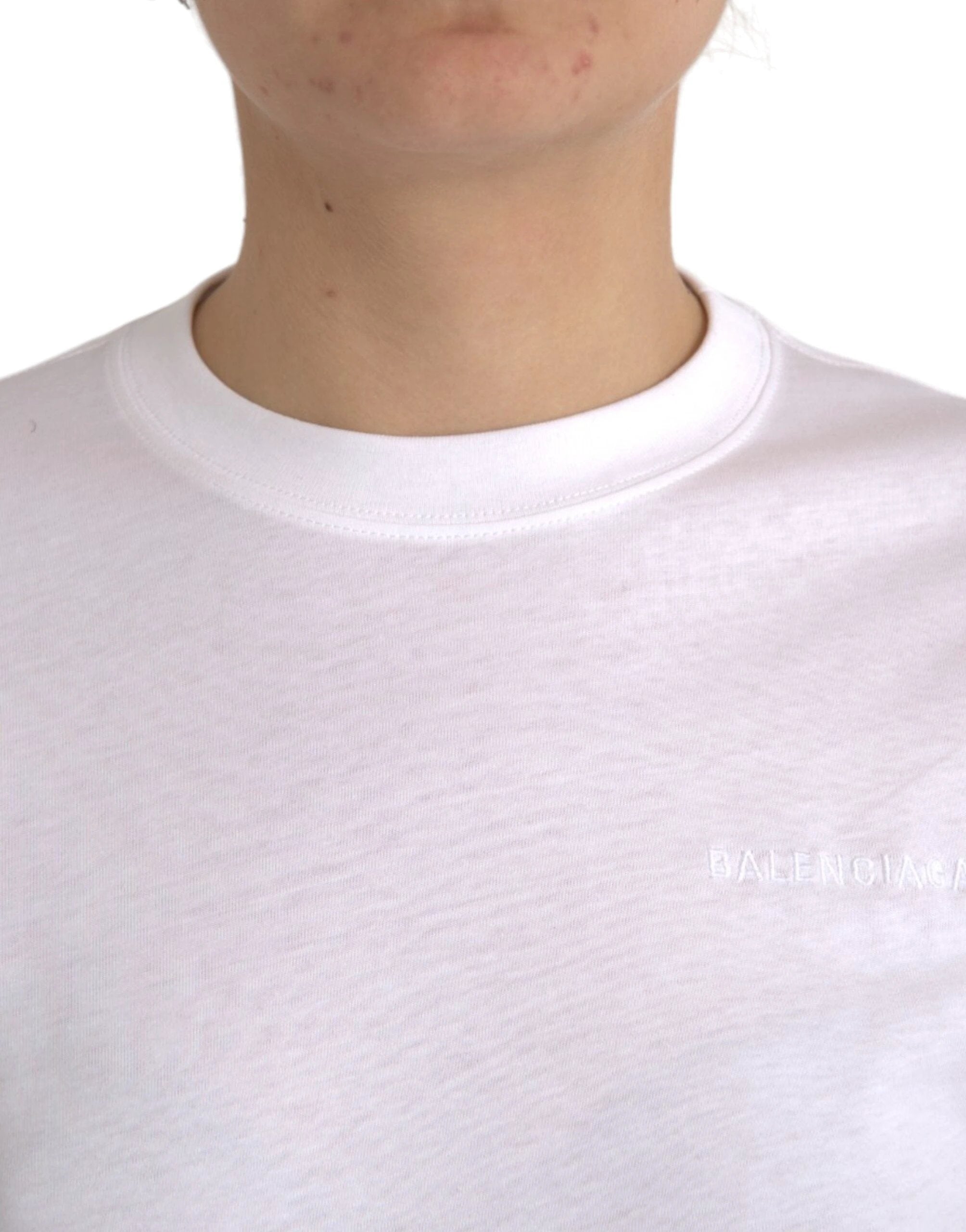 Balenciaga White Cotton Crew Neck Short Sleeves T-shirt by Balenciaga