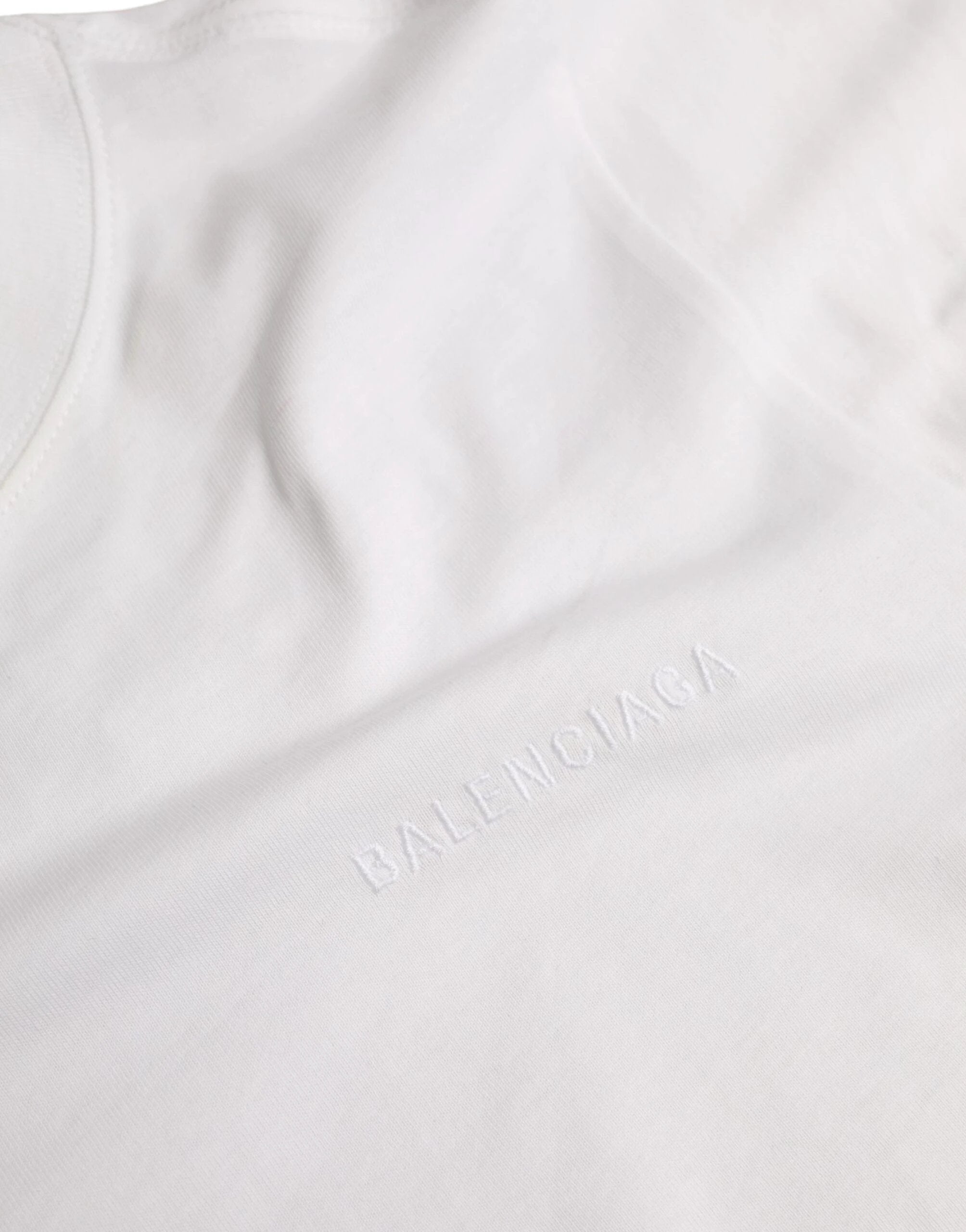 Balenciaga White Cotton Crew Neck Short Sleeves T-shirt by Balenciaga
