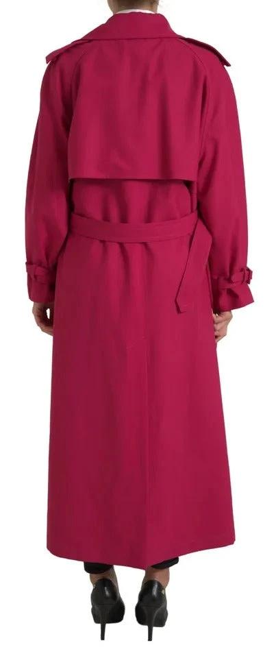 Dolce & Gabbana Dark Pink Double Breasted Trench Coat Jacket by Dolce & Gabbana