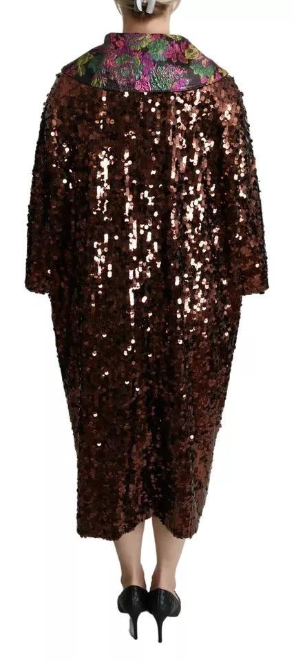 Dolce & Gabbana Multicolor Sequined Long Coat Jaquard Jacket by Dolce & Gabbana