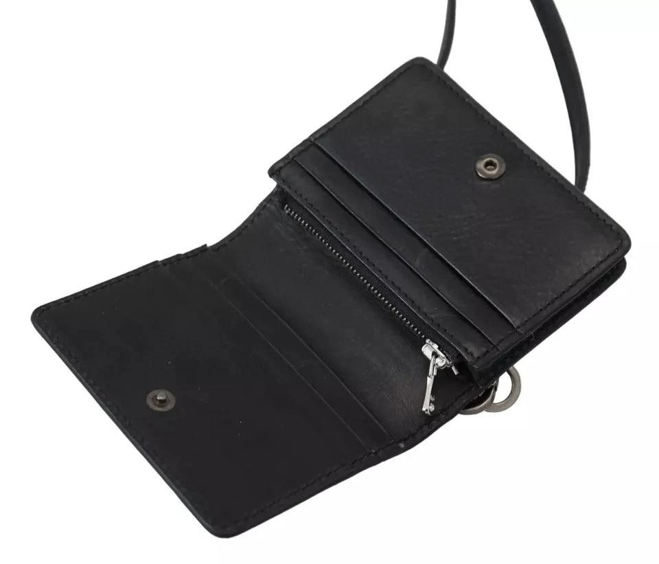 Dolce & Gabbana Black Leather Bifold Shoulder Sling Women Wallet by Dolce & Gabbana