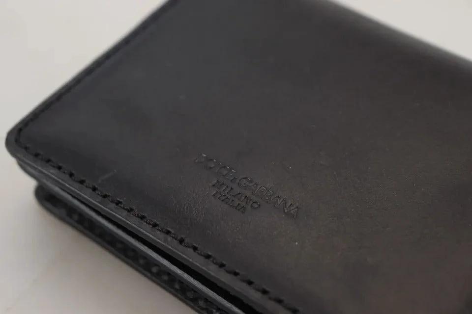 Dolce & Gabbana Black Leather Bifold Shoulder Sling Women Wallet by Dolce & Gabbana