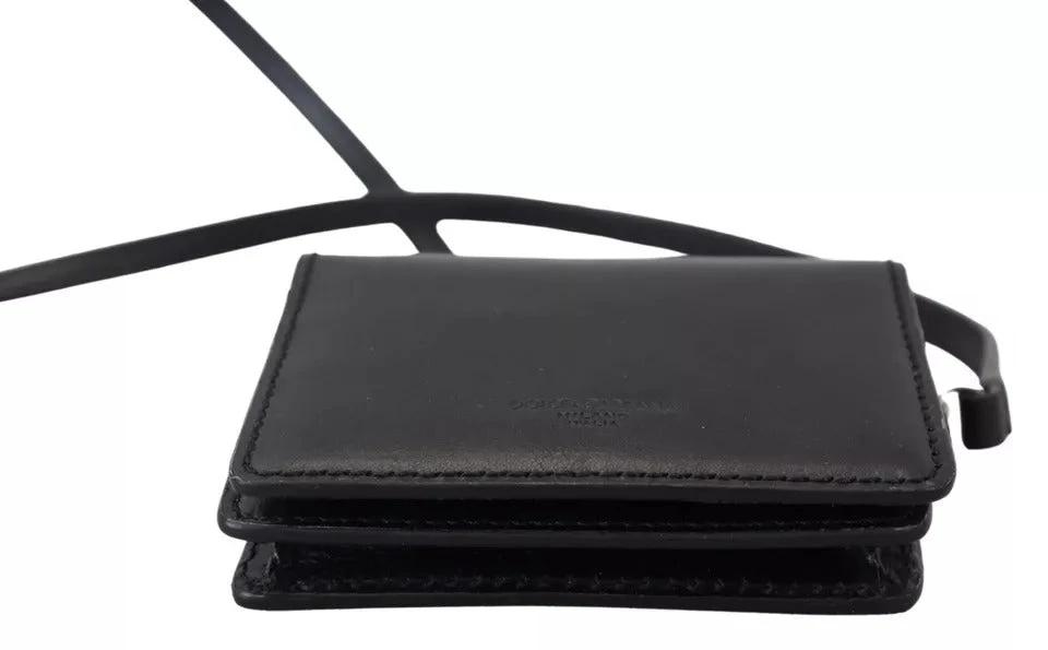 Dolce & Gabbana Black Leather Bifold Shoulder Sling Women Wallet by Dolce & Gabbana