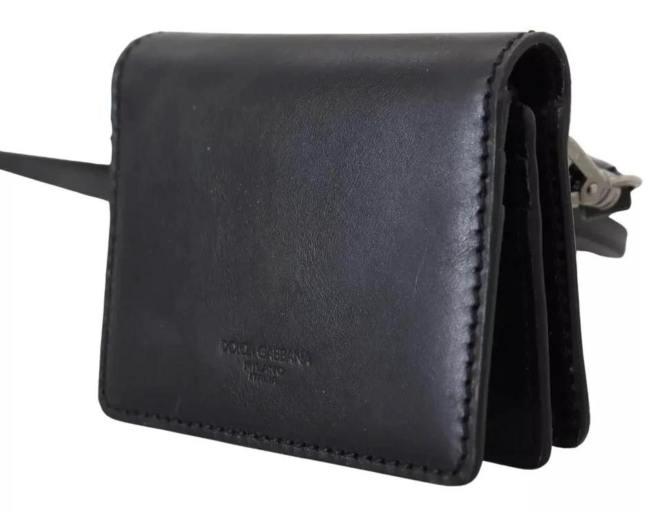 Dolce & Gabbana Black Leather Bifold Shoulder Sling Women Wallet by Dolce & Gabbana
