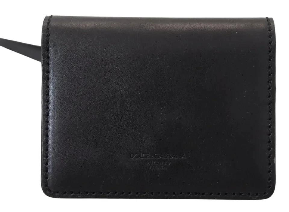 Dolce & Gabbana Black Leather Bifold Shoulder Sling Women Wallet by Dolce & Gabbana