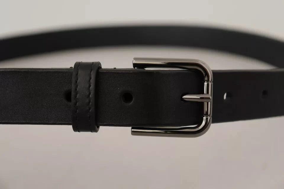 Dolce & Gabbana Black Calf Leather Classic Metal Logo Buckle Belt by Dolce & Gabbana