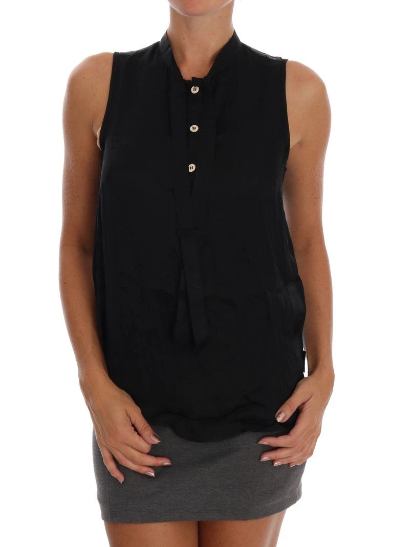 Blouse noire sans manches femme – Versace Jeans VJ viscose logo
