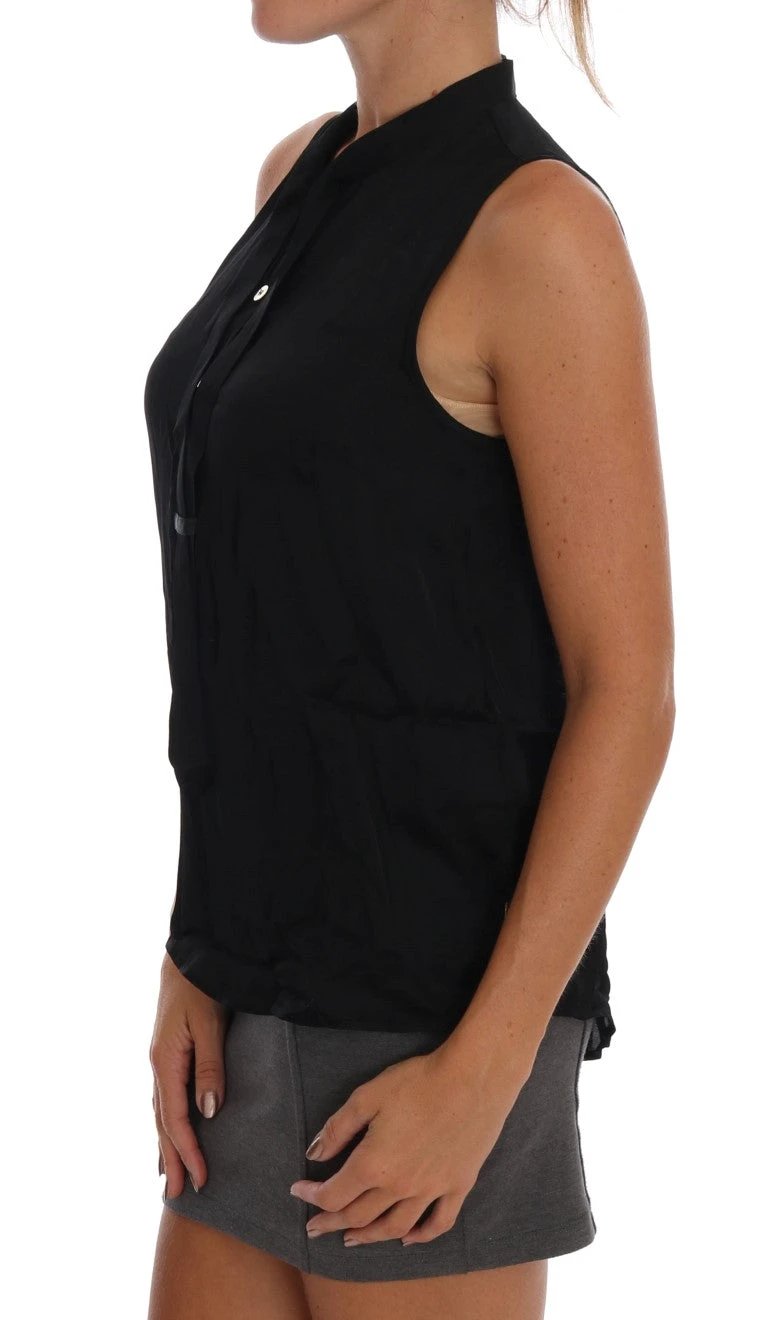 Blouse noire sans manches femme – Versace Jeans VJ viscose logo