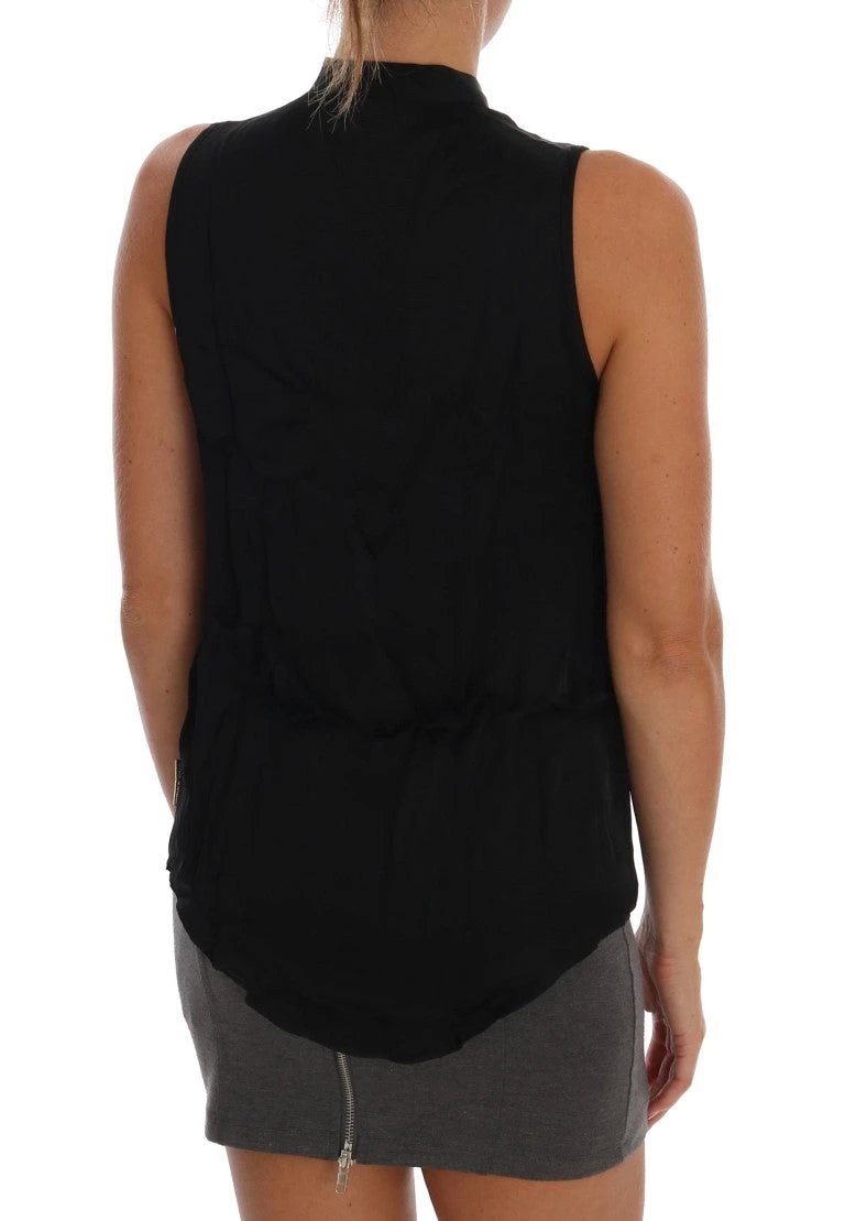 Blouse noire sans manches femme – Versace Jeans VJ viscose logo