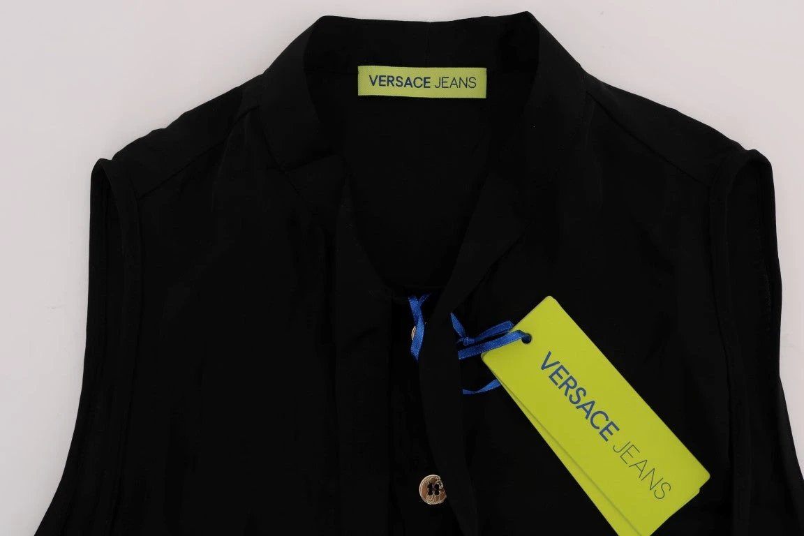 Blouse noire sans manches femme – Versace Jeans VJ viscose logo