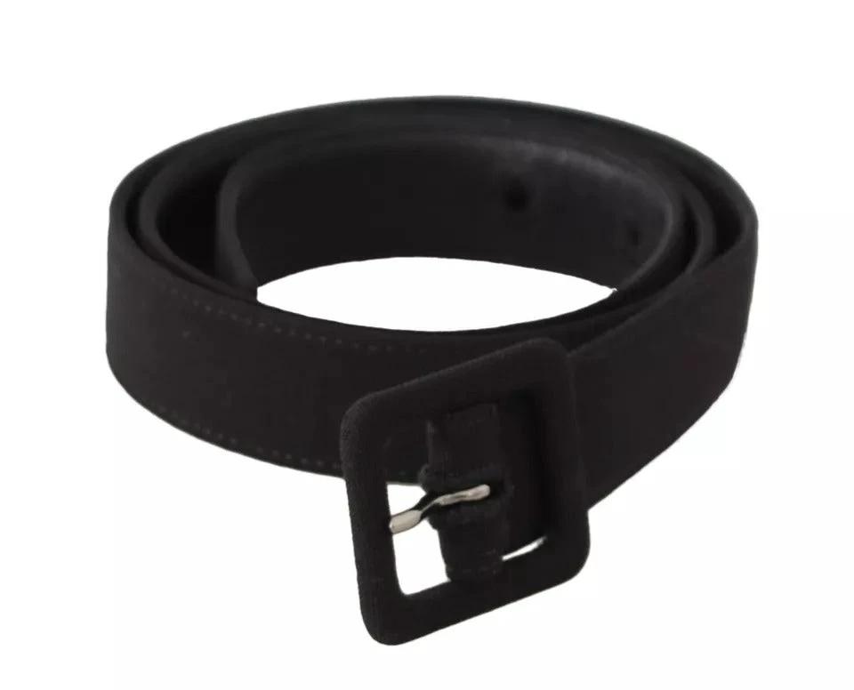 Dolce & Gabbana Black Velvet Leather Logo Waist Buckle Belt by Dolce & Gabbana