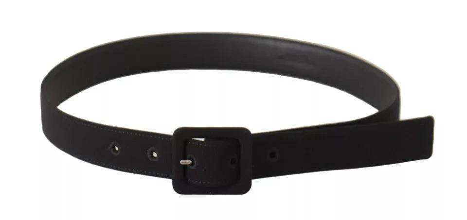 Dolce & Gabbana Black Velvet Leather Logo Waist Buckle Belt by Dolce & Gabbana