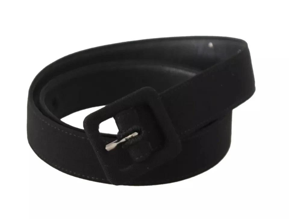 Dolce & Gabbana Black Velvet Leather Logo Waist Buckle Belt by Dolce & Gabbana