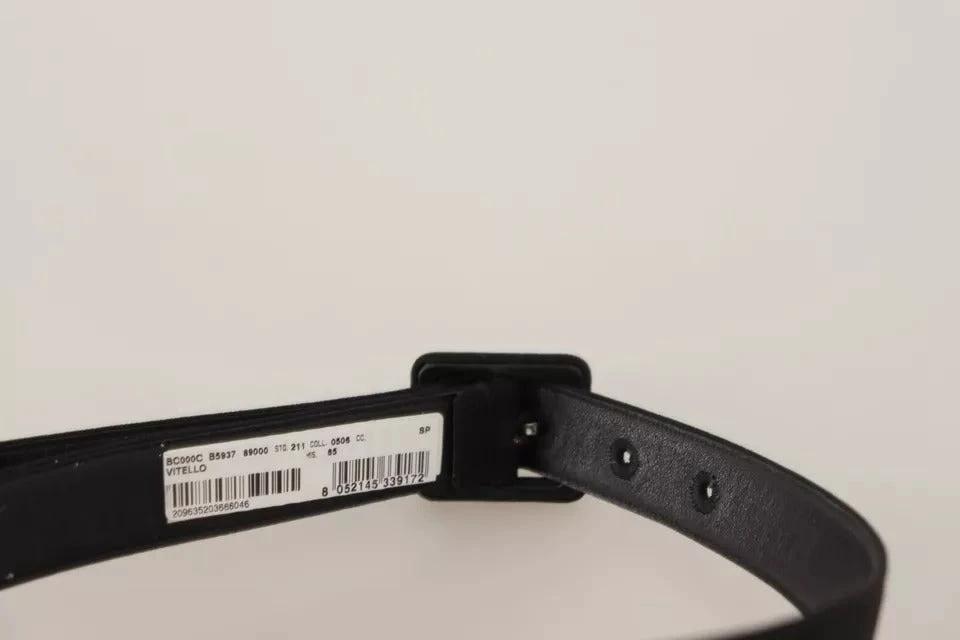 Dolce & Gabbana Black Velvet Leather Logo Waist Buckle Belt by Dolce & Gabbana