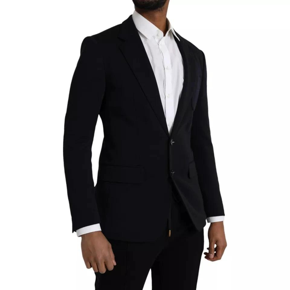 Dolce & Gabbana Blue Wool Notch Single Breasted Coat Blazer by Dolce & Gabbana