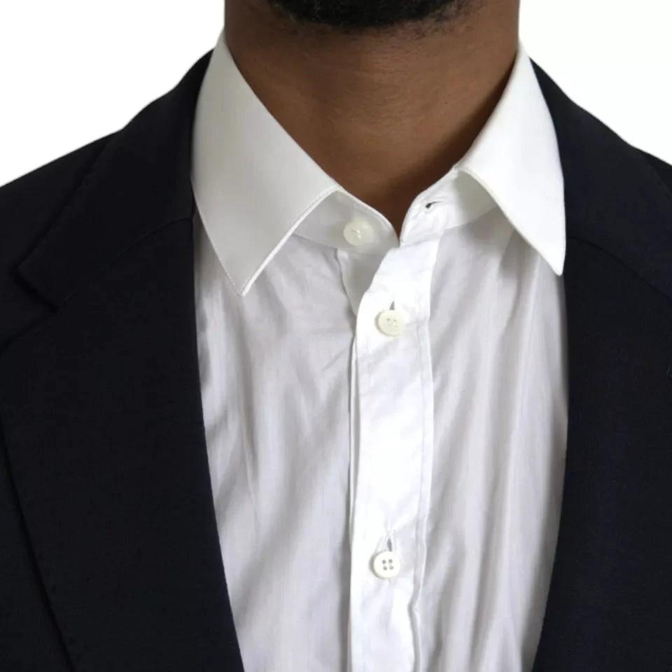 Dolce & Gabbana Blue Wool Notch Single Breasted Coat Blazer by Dolce & Gabbana