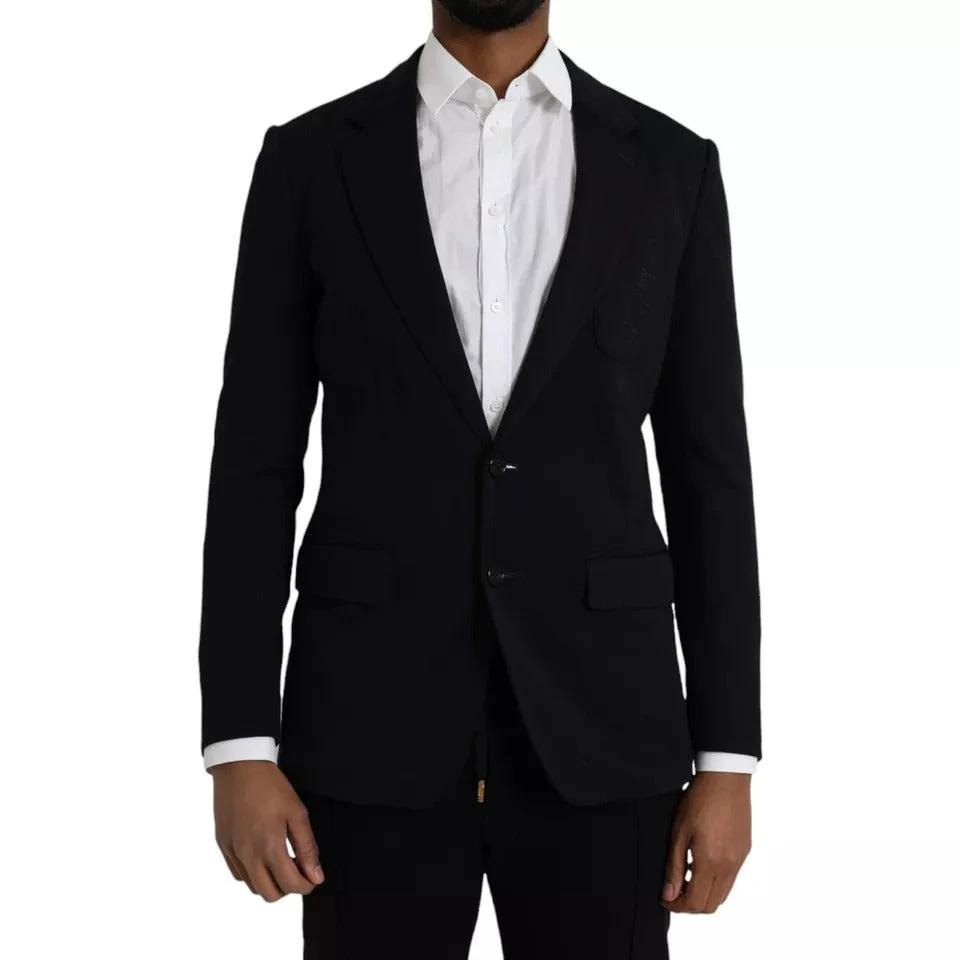 Dolce & Gabbana Blue Wool Notch Single Breasted Coat Blazer by Dolce & Gabbana