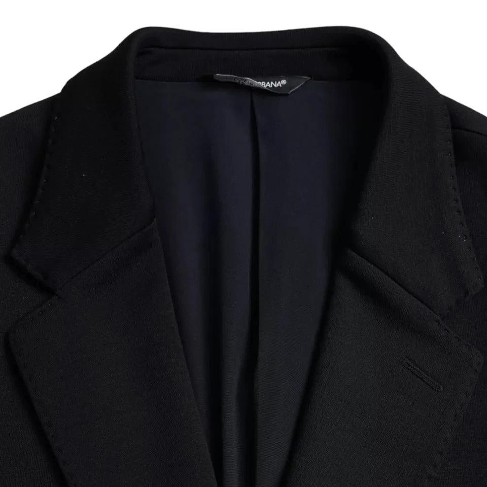 Dolce & Gabbana Blue Wool Notch Single Breasted Coat Blazer by Dolce & Gabbana