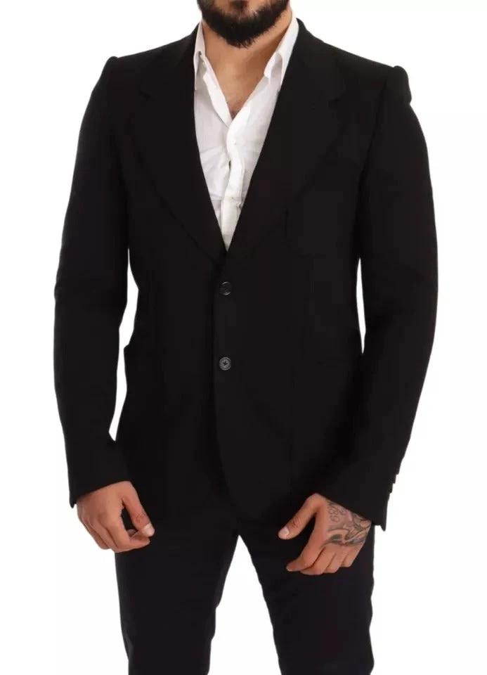 Dolce & Gabbana Black Wool Slim Fit Coat Jacket Blazer by Dolce & Gabbana