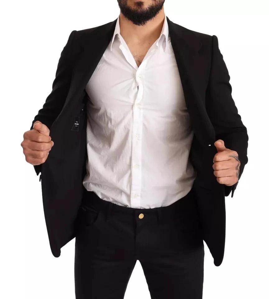 Dolce & Gabbana Black Wool Slim Fit Coat Jacket Blazer by Dolce & Gabbana