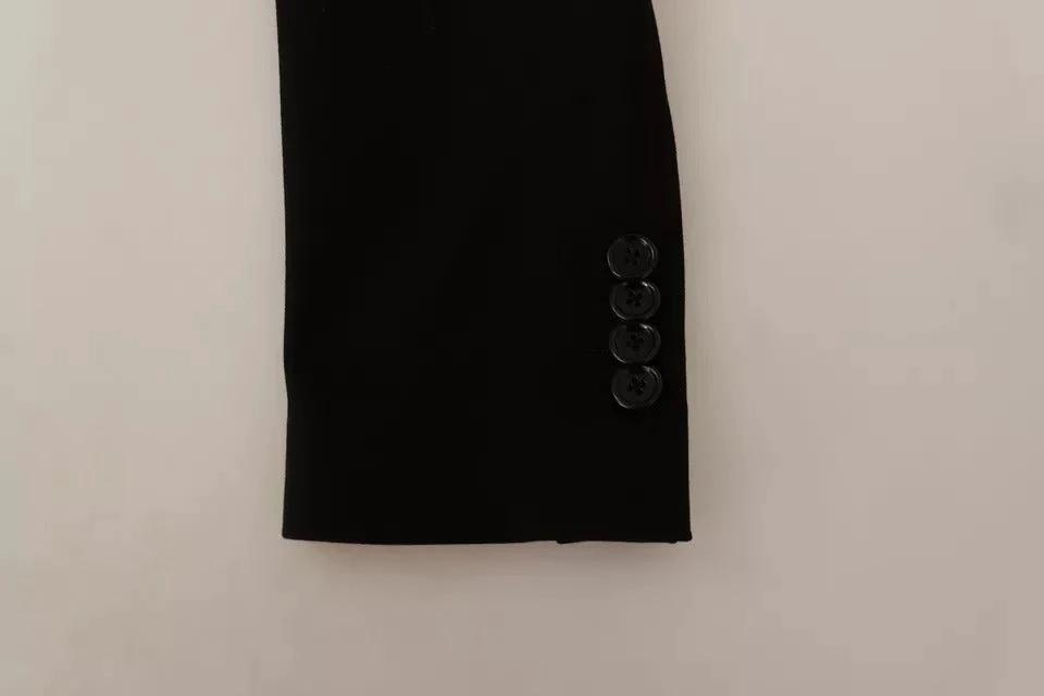 Dolce & Gabbana Black Wool Slim Fit Coat Jacket Blazer by Dolce & Gabbana