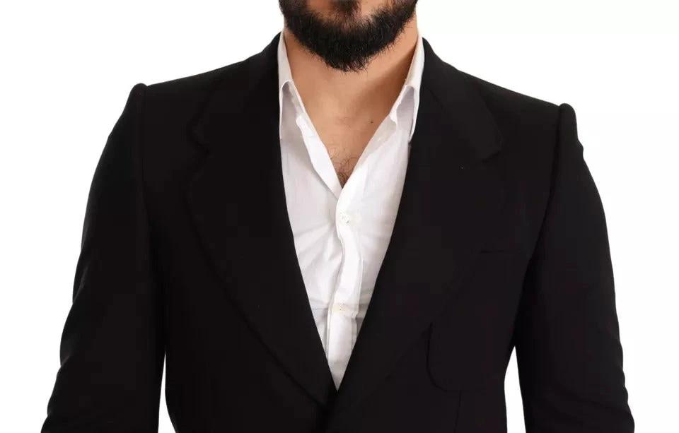 Dolce & Gabbana Black Wool Slim Fit Coat Jacket Blazer by Dolce & Gabbana