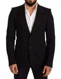 Dolce & Gabbana Black Wool Slim Fit Coat Jacket Blazer by Dolce & Gabbana